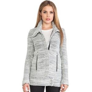 IRO Ajuma Chunky Knit Moto Sweater Jacket.